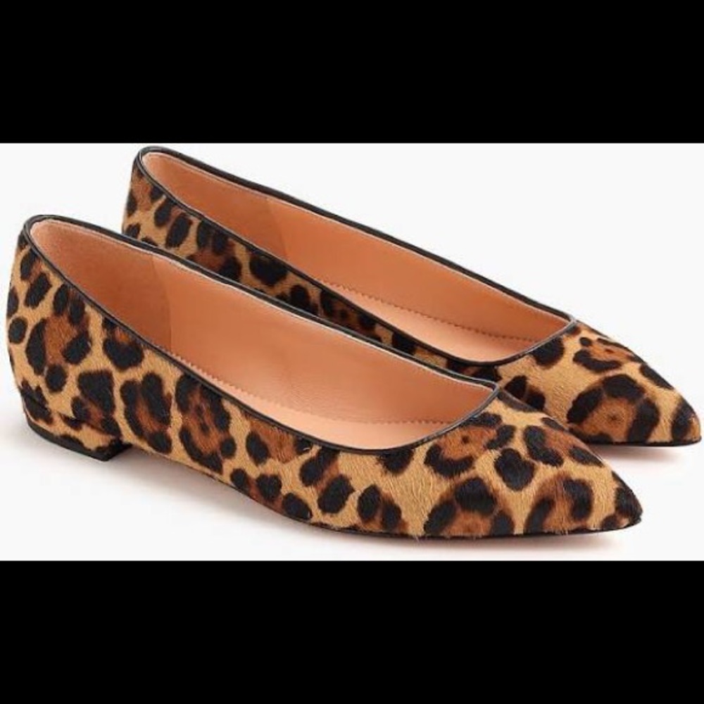 J.Crew Pointed-Toe Flats In Leopard Calf Hair-7